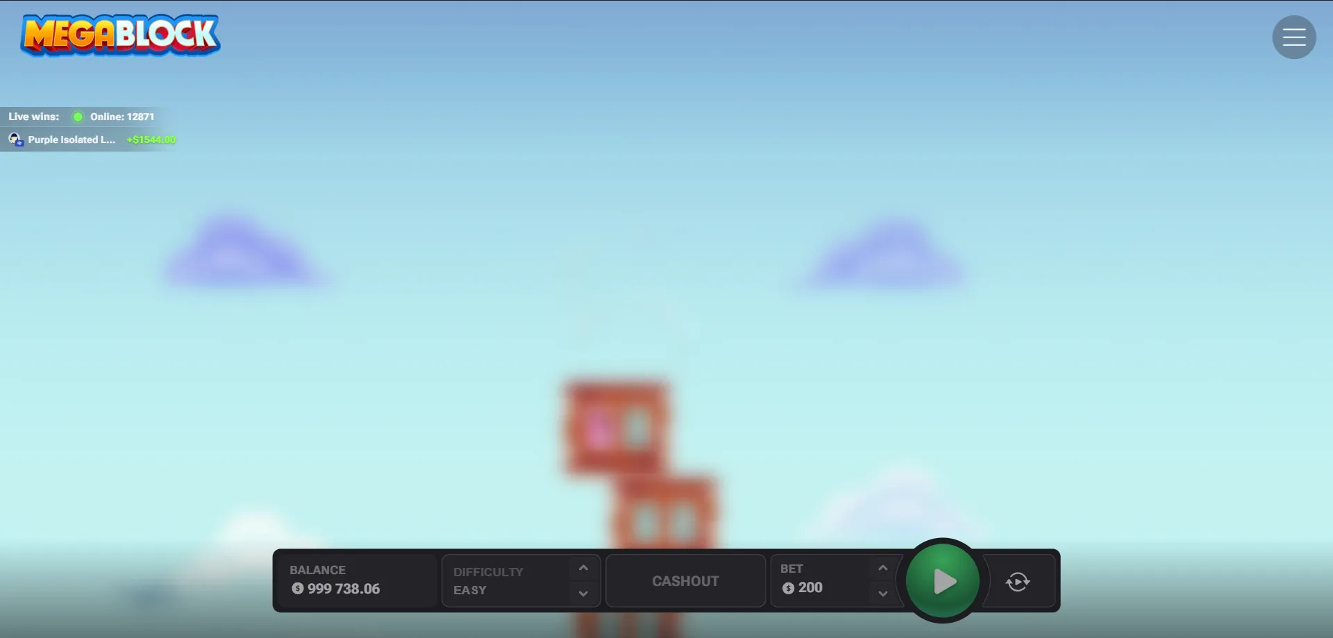 MegaBlock crash game blocchi torre moltiplicatori crescenti
